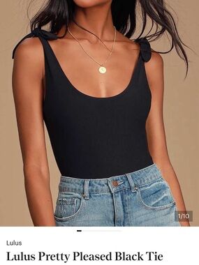 Lulu's Black Tie-Shoulder Scoop Bodysuit